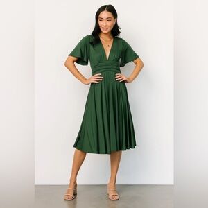 NEW Baltic Born Green Janette Midi Dress • M • Knit Green Wedding Guest Dress